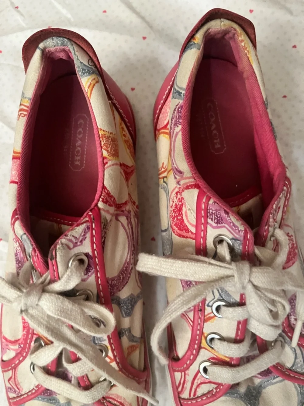 Coach Signature Canvas Low-Top Sneakers with Pink Trim - Picture 2 of 7